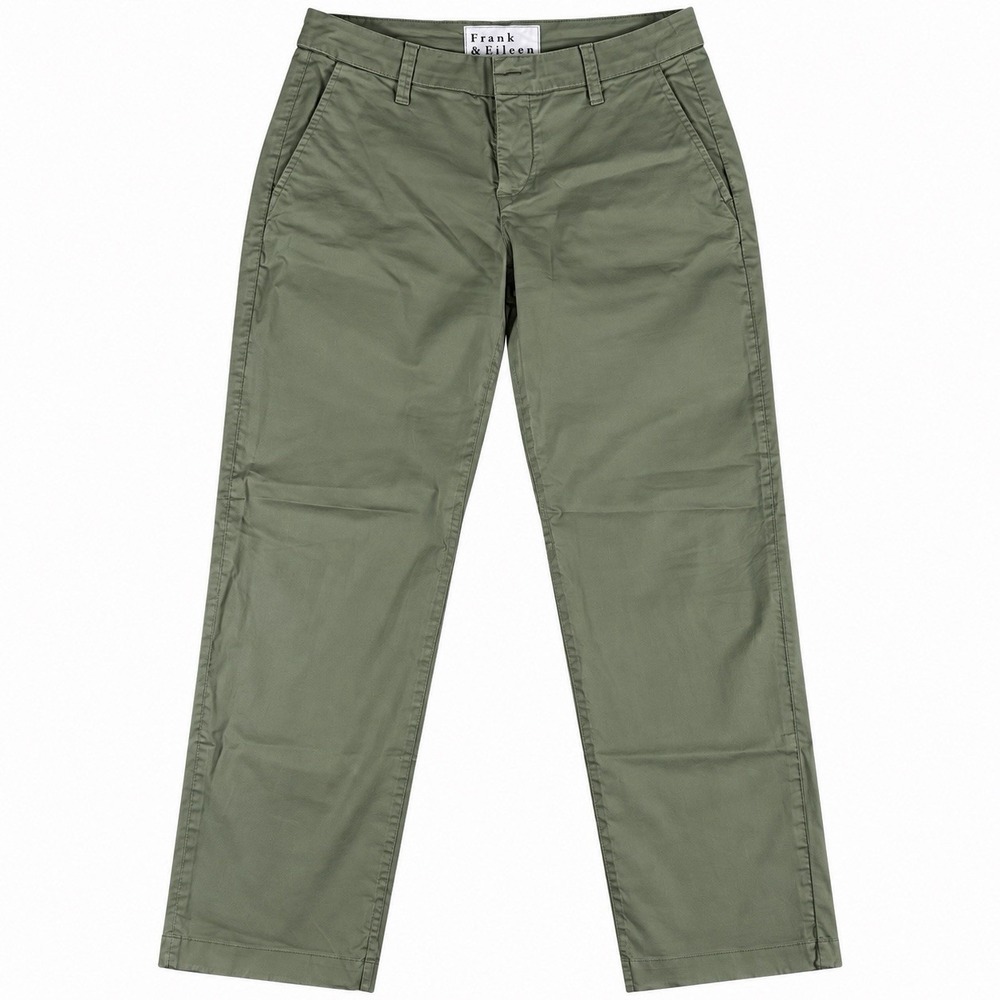 Frank & Eileen Wicklow Italian Chinos Green Raw Hem Womens Size 2 Classic EUC